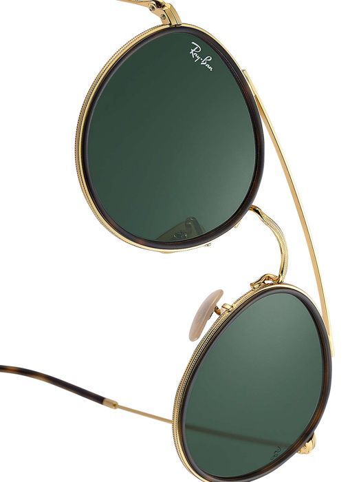Óculos de sol - Ray-Ban - RB3647N-001 - Armação dourada - Lentes verdes - Estilo chique