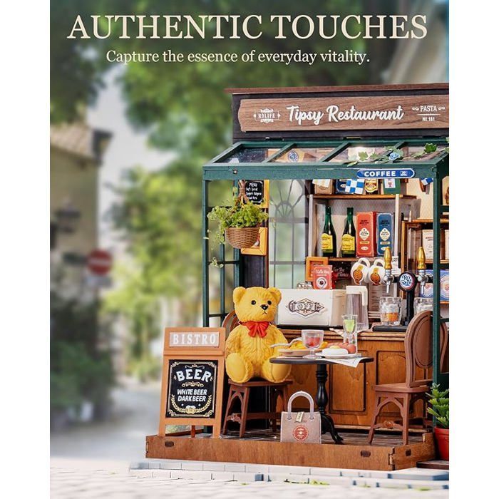 Maison de Poupée Miniature Tipsy – Kit DIY Restaurant et Café Unique, Déco Élégante, Idée Cadeau Parfaite pour Toute la PUZZLE
