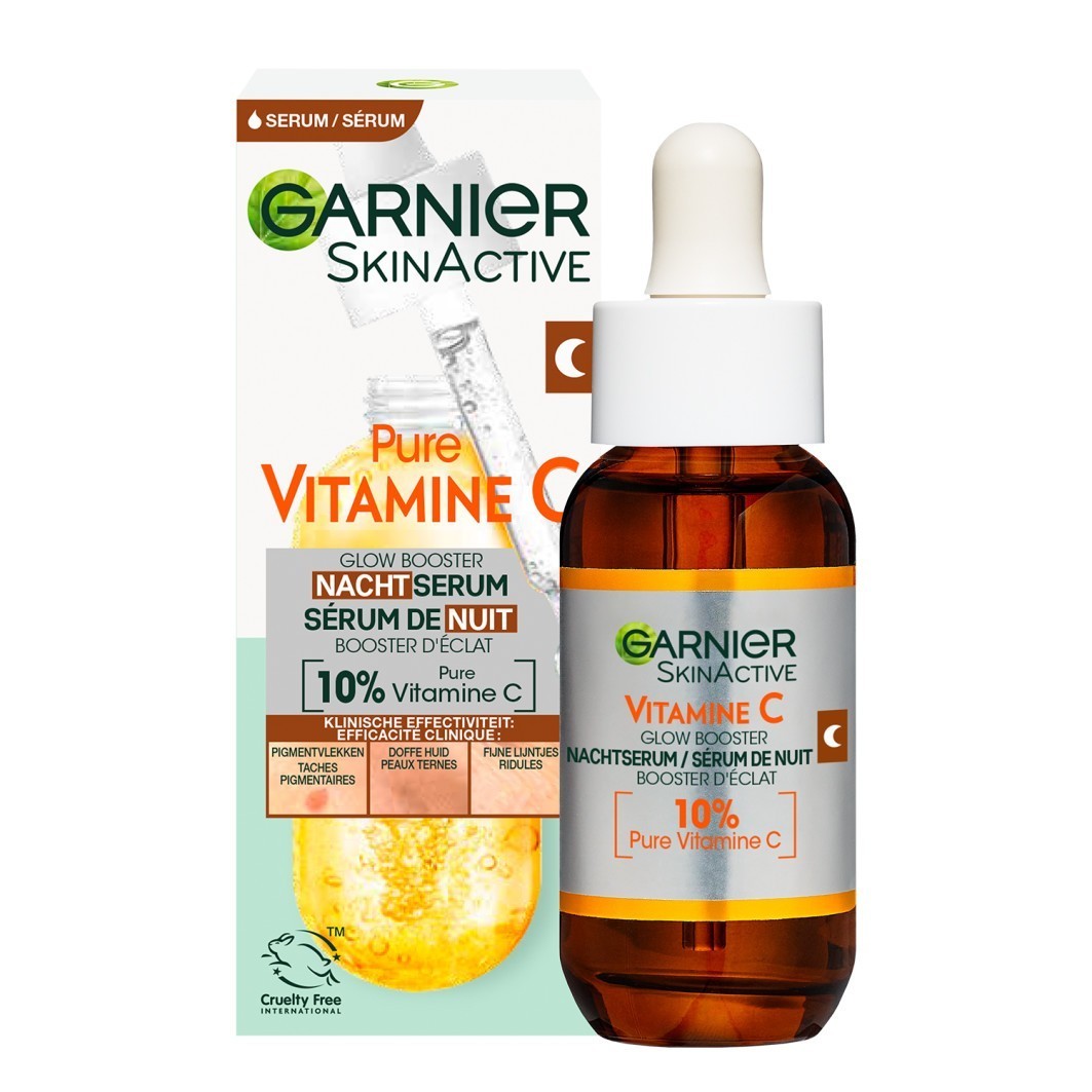 Garnier C vitamīna serums Skin Active C vitamīna mirdzuma pastiprinātājs nakts serums - 30 ml