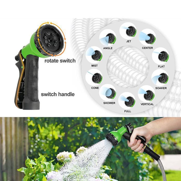 30 meter uitschuifbare roestvrijstalen tuinslang - Flexibele waterslang met sproeipistool voor de tuin