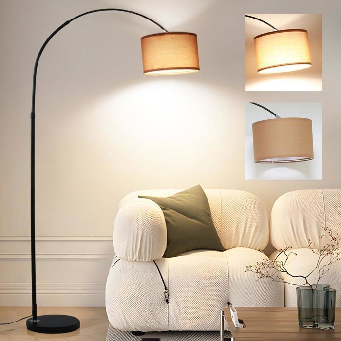 ANTENLICHT Lampadaire Arc Argent-Marron:  Intensité Variable, LED E27, Vintage, Pour Salon/Chambre/Hôtel