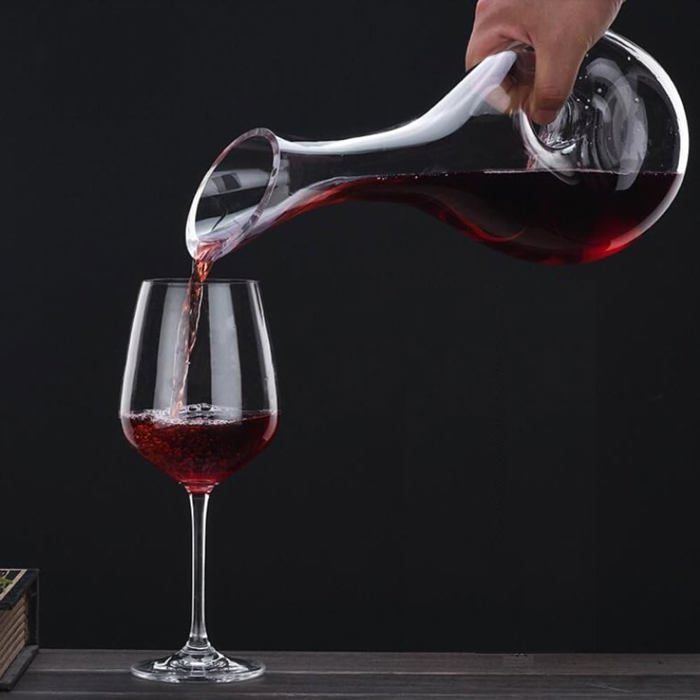 Decantador de vinho de vidro de 1,2L com suporte, para vinho tinto, presente de Natal