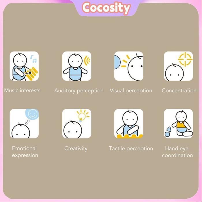 Cocosity Kit de musique en bois Ensemble de Batterie pour Enfants, Instrument de Musique à Percussion éducatif en musique sanza