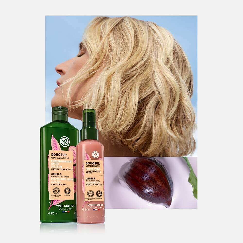 Shampoo nutritivo e suave, sem sulfatos.