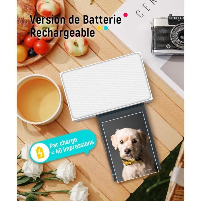 Impressora fotográfica portátil Liene com bateria recarregável, impressora fotográfica Wi-Fi com 20 folhas de papel 10x15cm para viagens/casa, impressão
