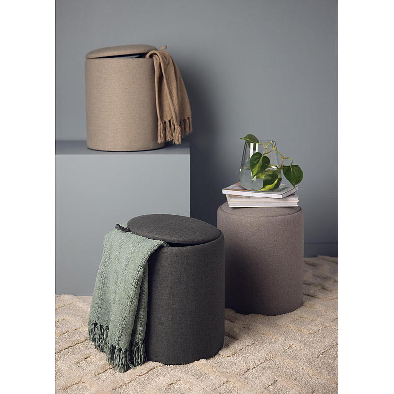 Vie Home Sittpuff med förvaring ø 34x40 cm mörkgrå
