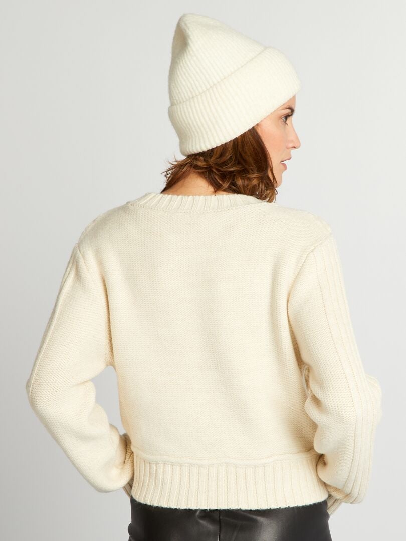 Korte gebreide trui - BEIGE