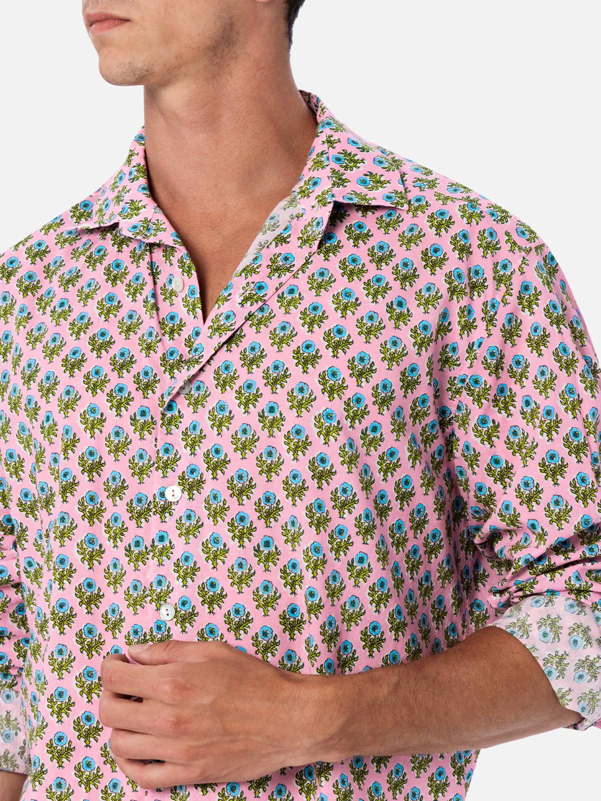Camicia da uomo Sikelia in mussola di cotone con stampa radicale di fi
