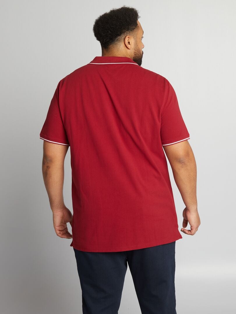 Polo shirt van contrasterend katoen - ROOD