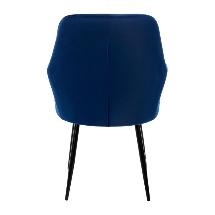 Juego de 4 sillas de comedor ML-Design - Azul oscuro - Estilo retro - Asiento tapizado con aspecto de terciopelo - Patas de metal negro