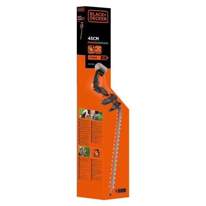 Cordless electric hedge trimmer - BLACK&DECKER - GTC18452PCB-XJ - 18V - 45cm blade - Battery not included