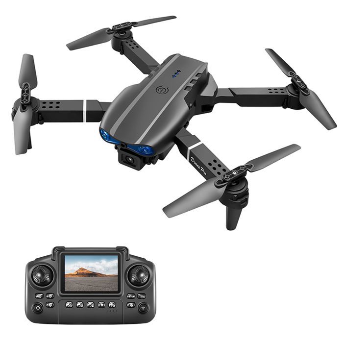 Dron con cámara, control remoto con pantalla, cuadricóptero RC plegable para principiantes, juguete para niños y niñas, regalos de Navidad, negro.