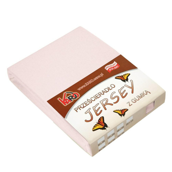 Prześcieradło jersey z gumką 160x200 różowe pudrowe 064 KARO