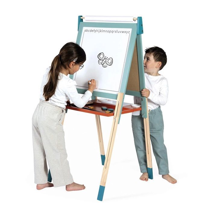 Children's easel - Janod - JURATOYS - Height adjustable - Double-sided - 22 accessories included