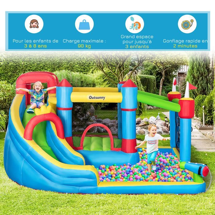 Outsunny - Inflatable Castle - Polyester - 390x300x197cm - Multicolored