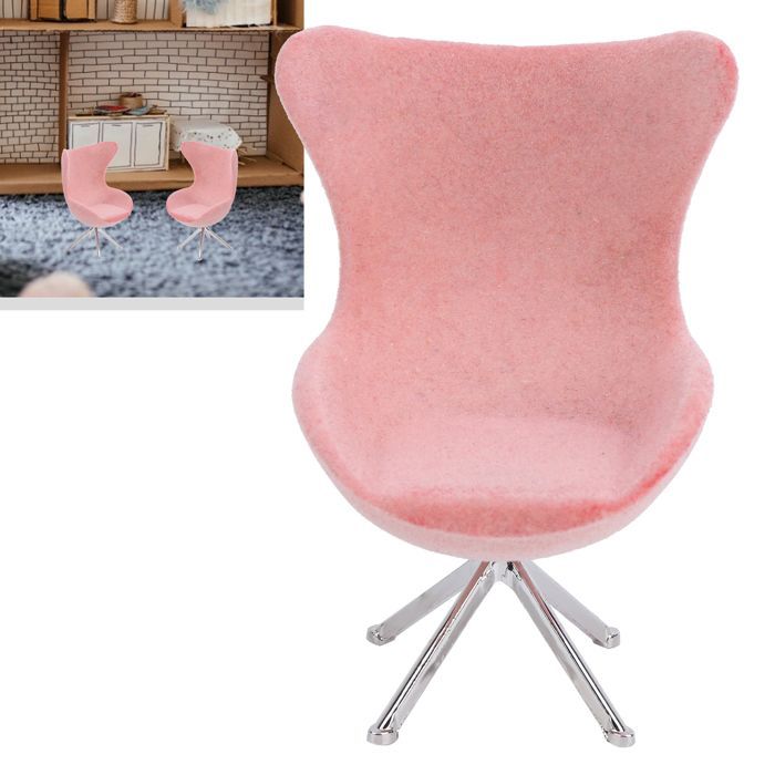 SALALIS Dollhouse Chair Miniature Chair Mini Sofa Flocked Furniture Model Decor 1:12 Play House Accessory Pink