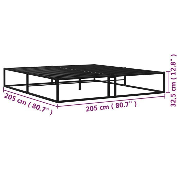 Cama de metal negra de 200 x 200 cm - Carga máxima 150 kg - Estructura de cama - Colchón no incluido - Metal negro 200x200 cm 005_918951