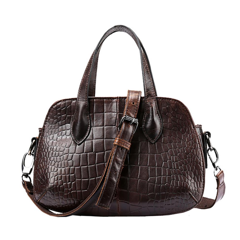 Sac cabas femme en cuir véritable de vachette, motif crocodile vintage, sac bandoulière de marque célèbre