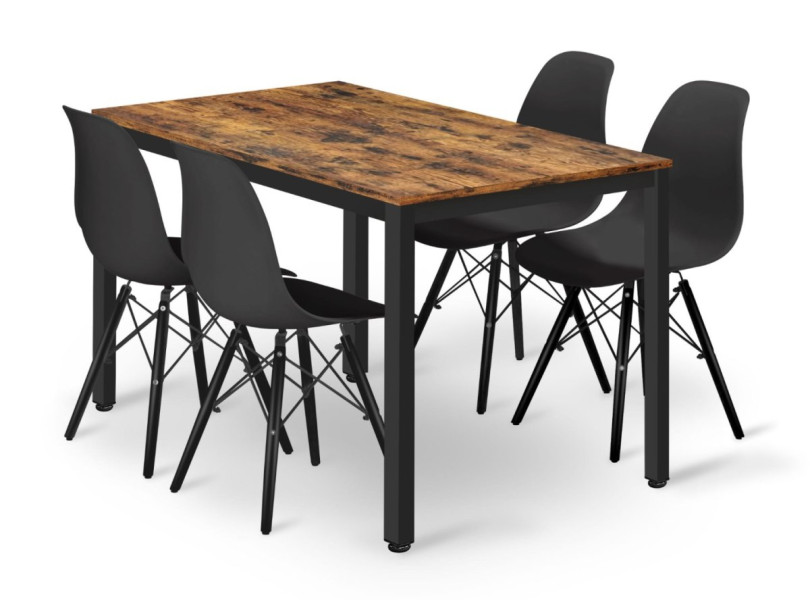 Zest stół prostokątny TESSA 120x60 rustykalny   4 krzesła cz