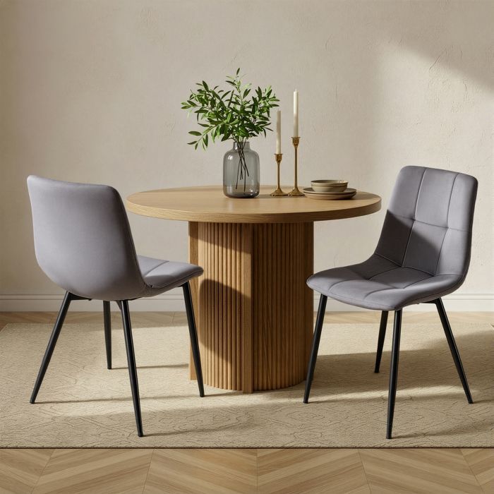 Lot de 6 Chaises de Salle à Manger, Chaises Rembourrées en Velours, Pieds Réglables, pour Cuisine, Salon, Gris