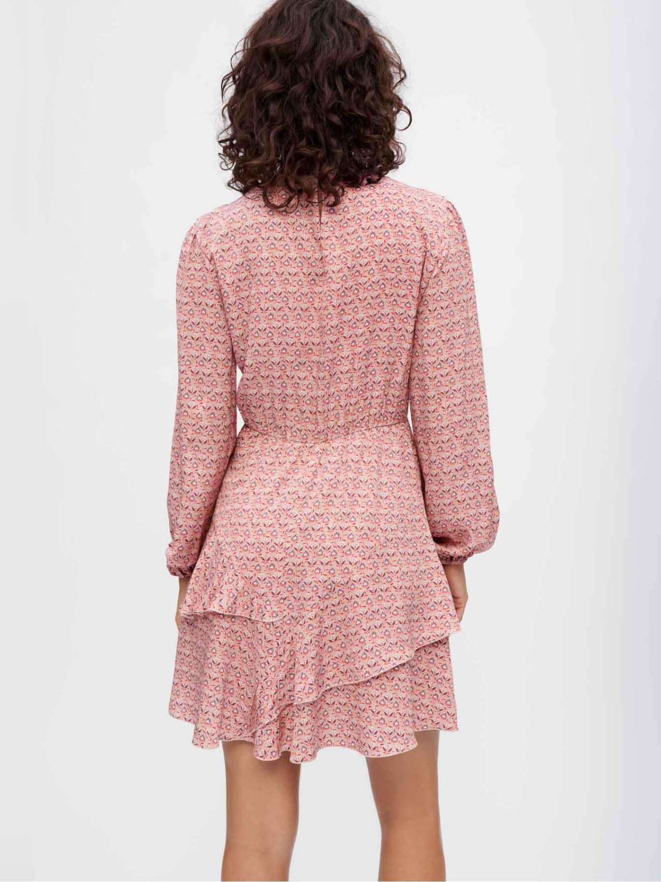 Bedrukte viscose jurk - Mini fleurs rose