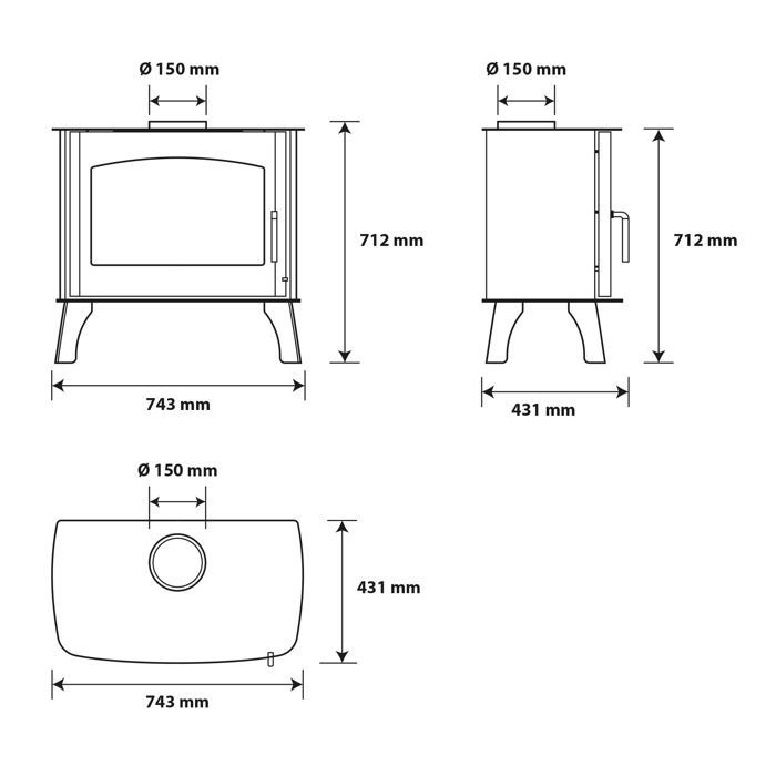 Estufa de leña Dita de 13,1 kW, troncos de 63 cm, Sannover