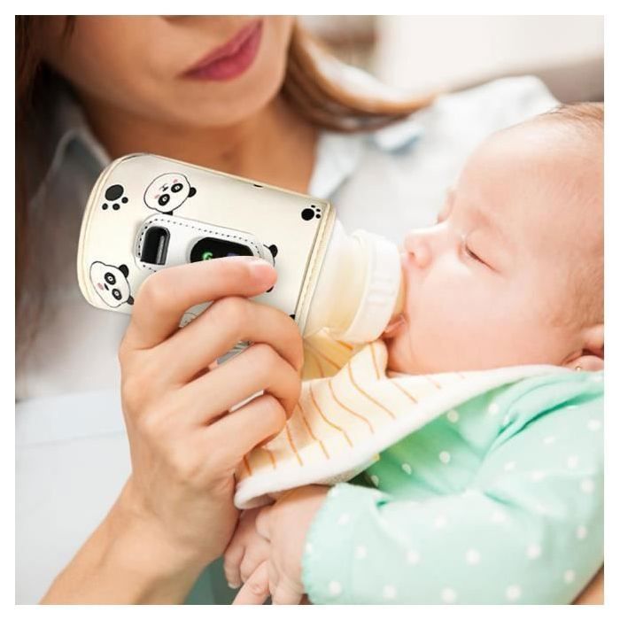 Tragbarer Babyflaschenwärmer, USB-Babyflaschenwärmer mit Digitalanzeige, 21 Temperaturstufen, Babyflaschenwärmer fürs Auto, Babyflaschenwärmer für Reisen