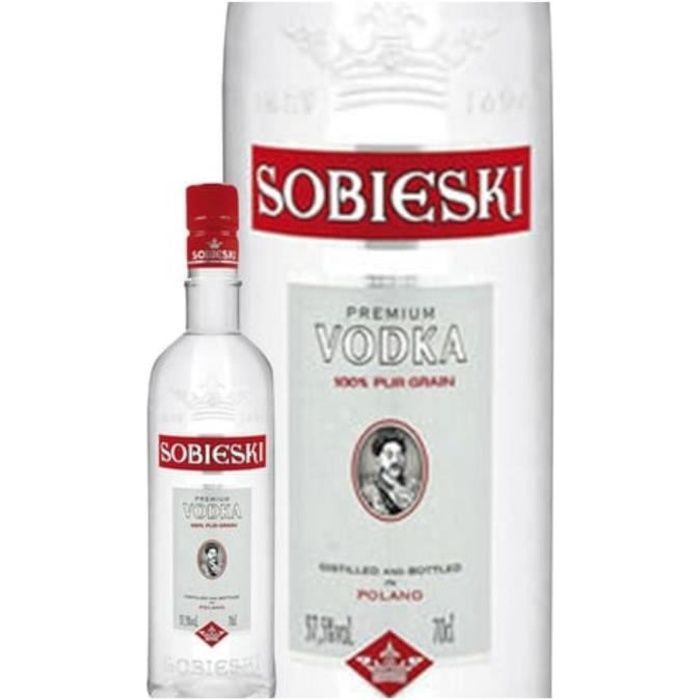 Vodka Sobieski - Vodka premium 100% de grano puro - Polonia - 37,5% vol - 70 cl