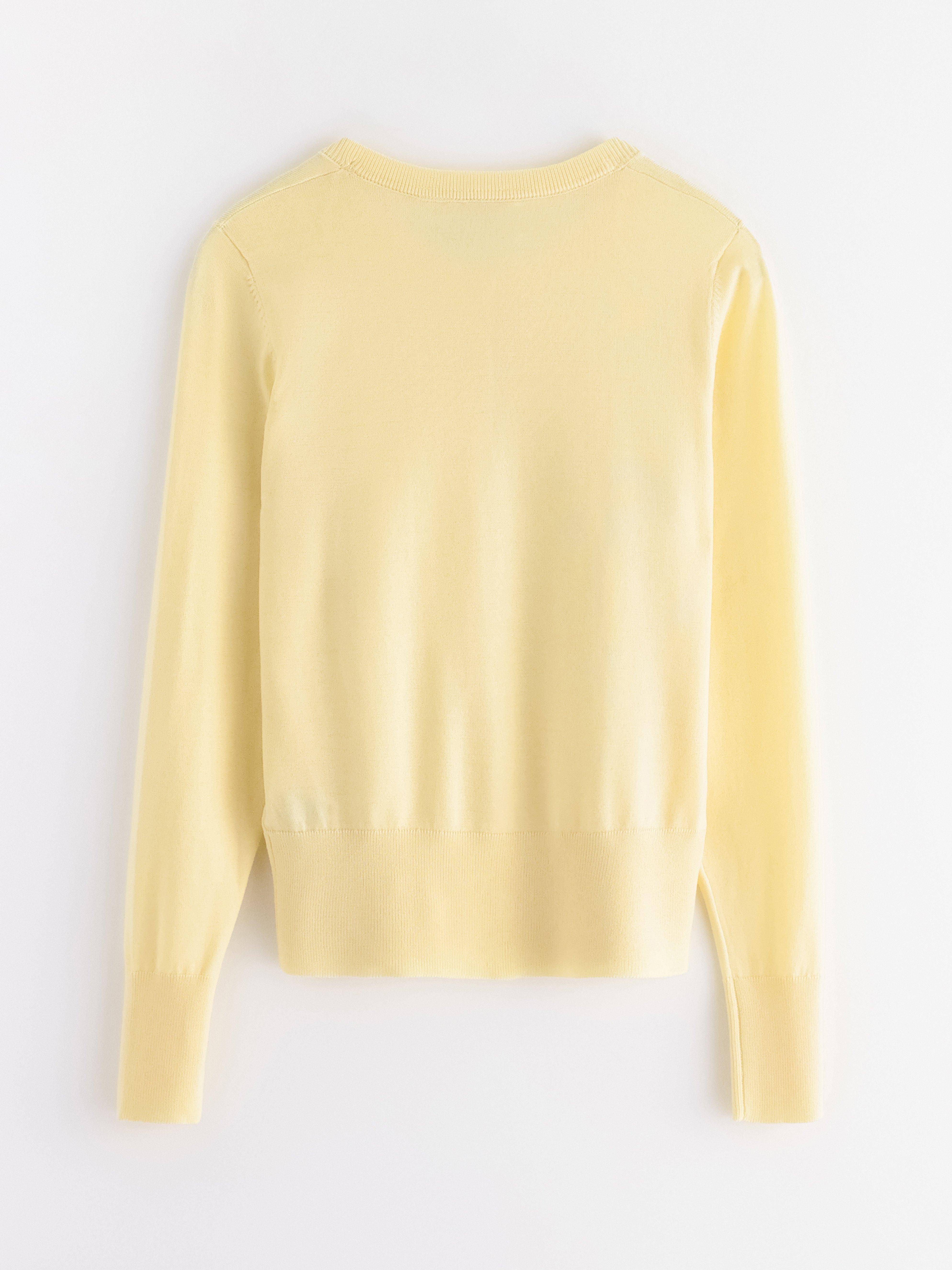 Cardigã de malha fina amarelo claro