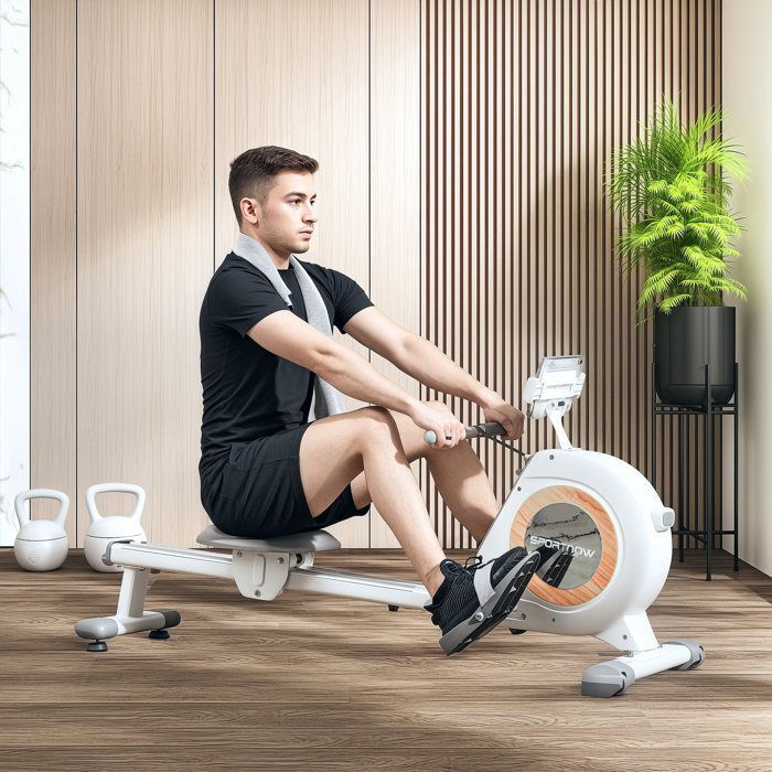 Vogatore magnetico - SPORTNOW - 16 livelli di resistenza con schermo LCD e supporto per telefono - Riponimento verticale