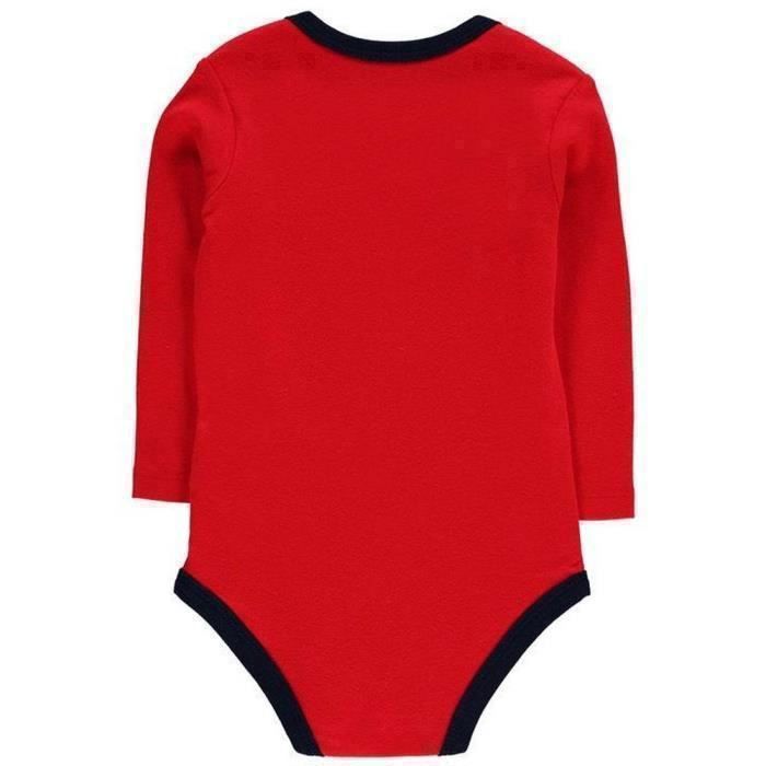 Conjunto de roupa de futebol para bebê menino - Body e boné vermelho e azul marinho