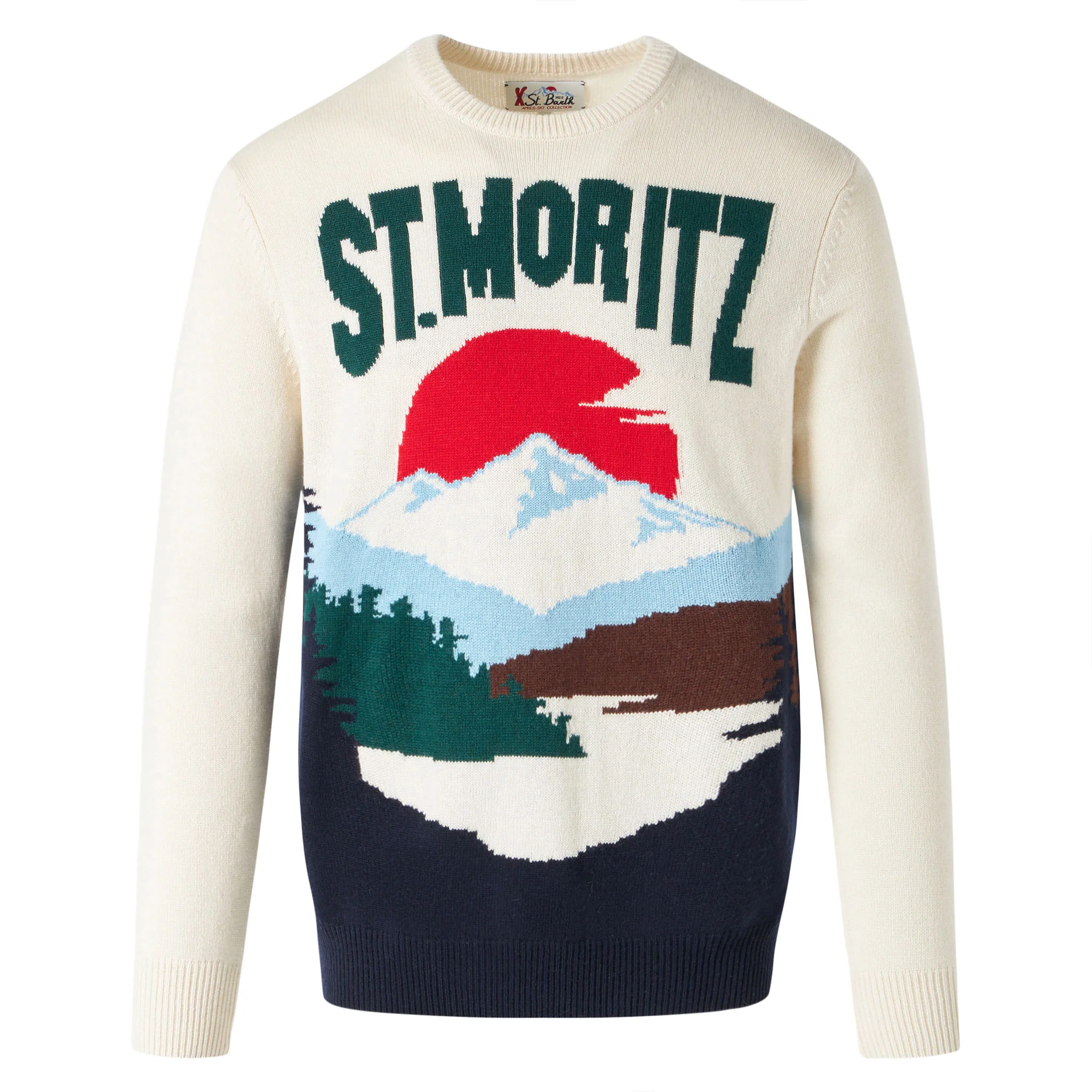 Maglione da uomo con stampa cartoline di St.Moritz