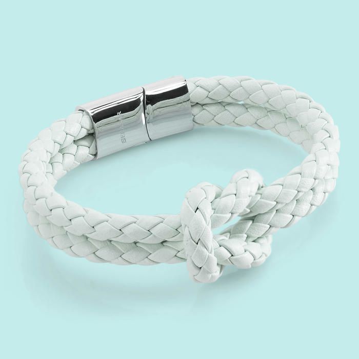 Bracelet en Cuir pour Femmes, SERASAR, B023-18, Bleu,  Bijoux bracelet élégants et tendance avec fermoir en acier et magnétique.