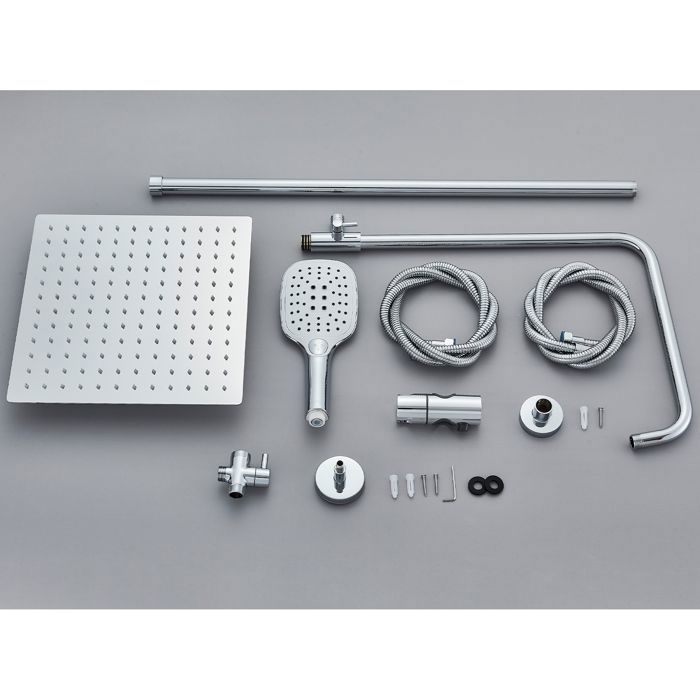 Coluna de chuveiro cromada de 8 polegadas, conjunto de chuveiro em aço inoxidável com ducha.