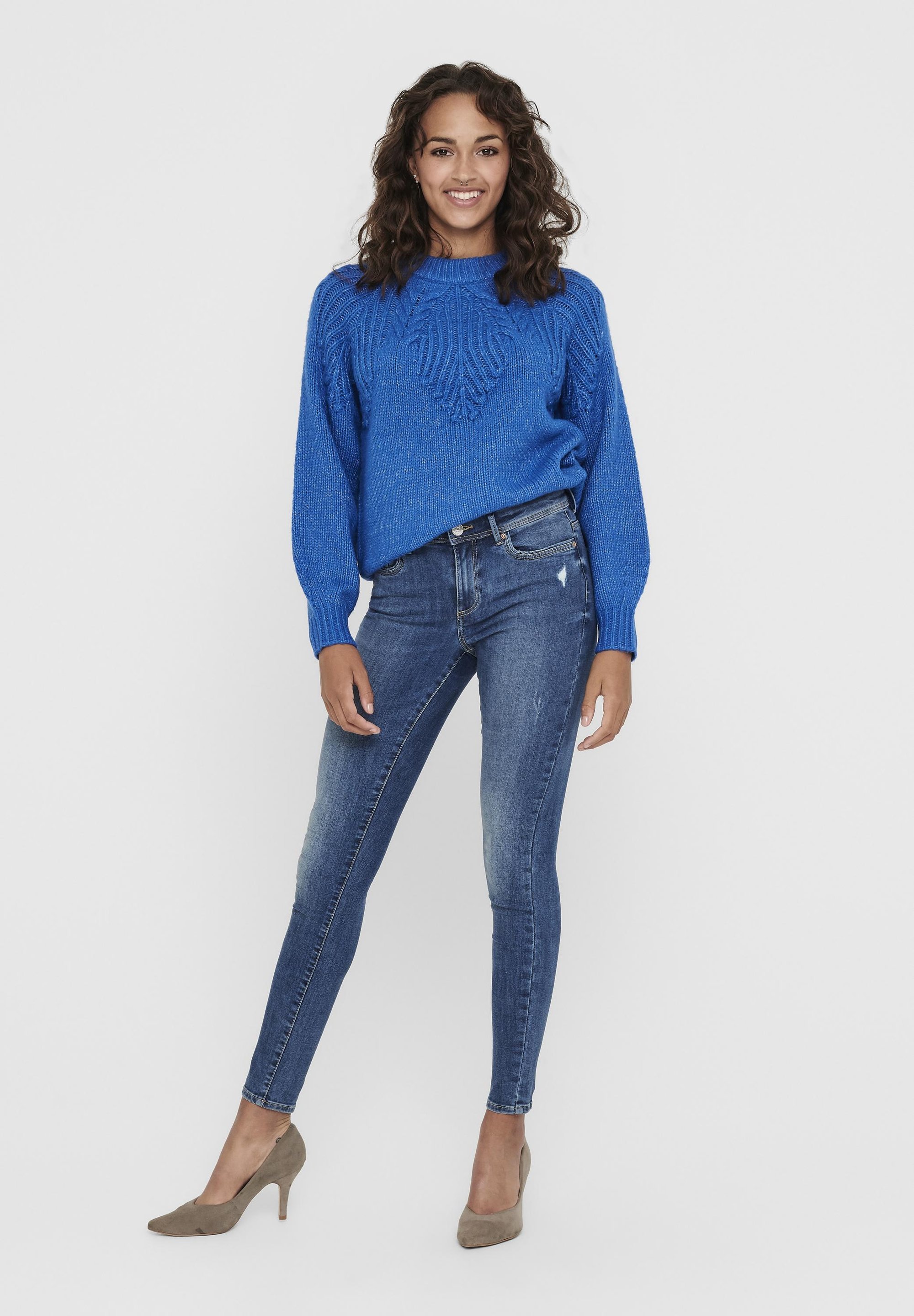 ONLY ONLWAUW LIFE MID - Skinny Fit jeans - mediumblauwe denim