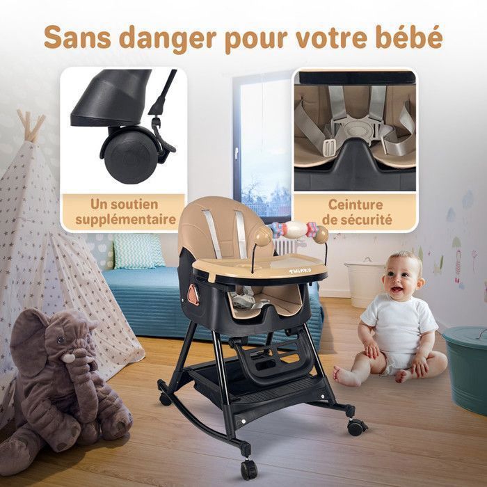 Twinky® Chaise Haute Bébé SWING | Évolutive, Pliable & Réglable | Siège Repas Confort de 6 Mois à 3 Ans | Multifonction