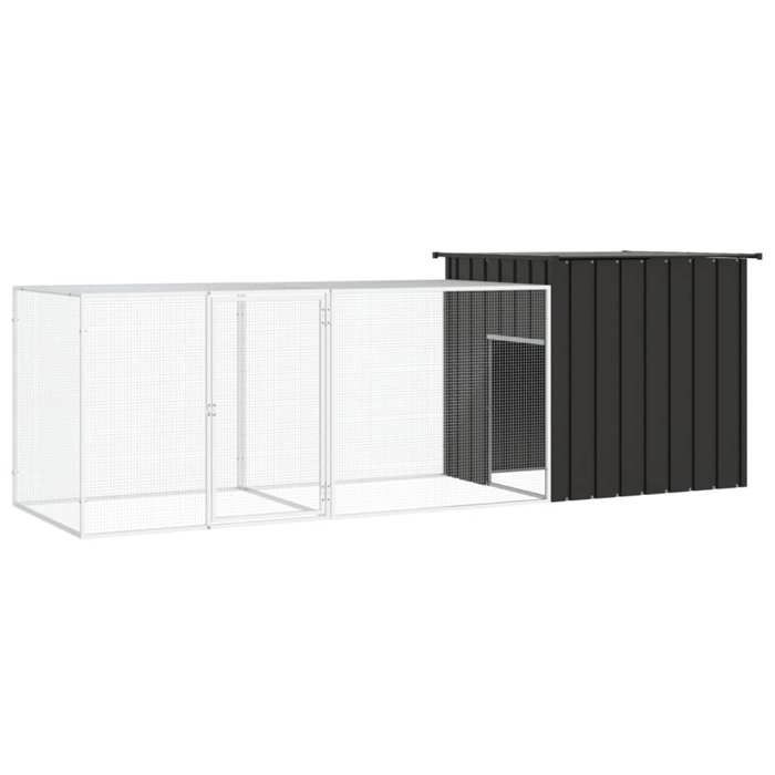 Gallinero de acero galvanizado - Felicidad - Antracita - 300x91x100 cm - Puerta 46,5x74,5 cm