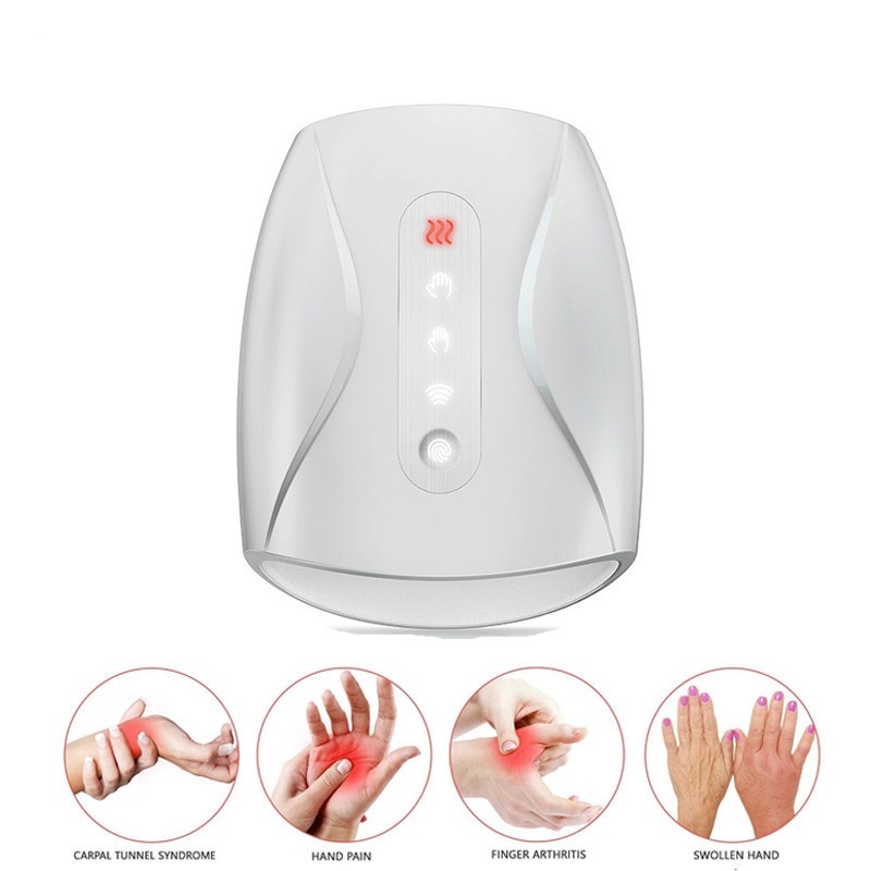 Cordless Electric Hand Massager Device Palm Finger Acupoint Wireless Massage with Air Pressure and Heat Compression