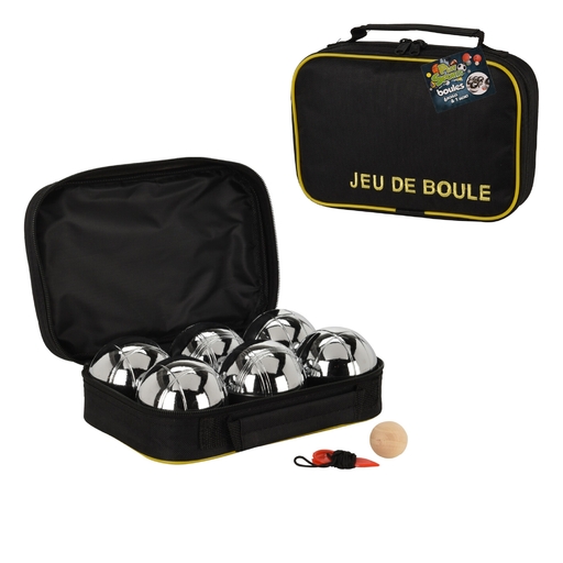 Conjunto de petanca de 6 peças com bola de madeira e medidor de distância
