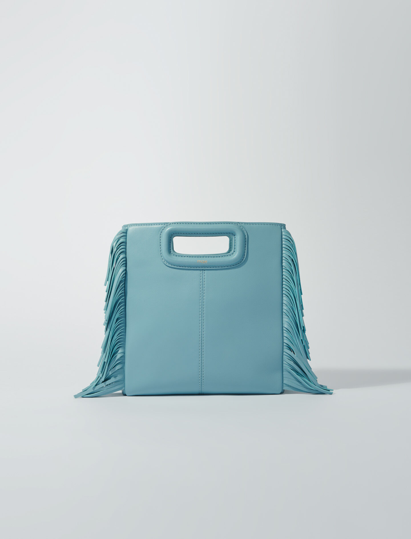 Tas in maat M met gladde leren franjes - Blauw/Grijs