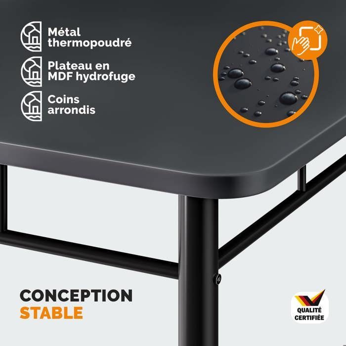 CASARIA® Ensemble LEO table avec 4 chaises anthracite MDF métal laqué Ensemble 5 pièces pour salle à manger cuisine