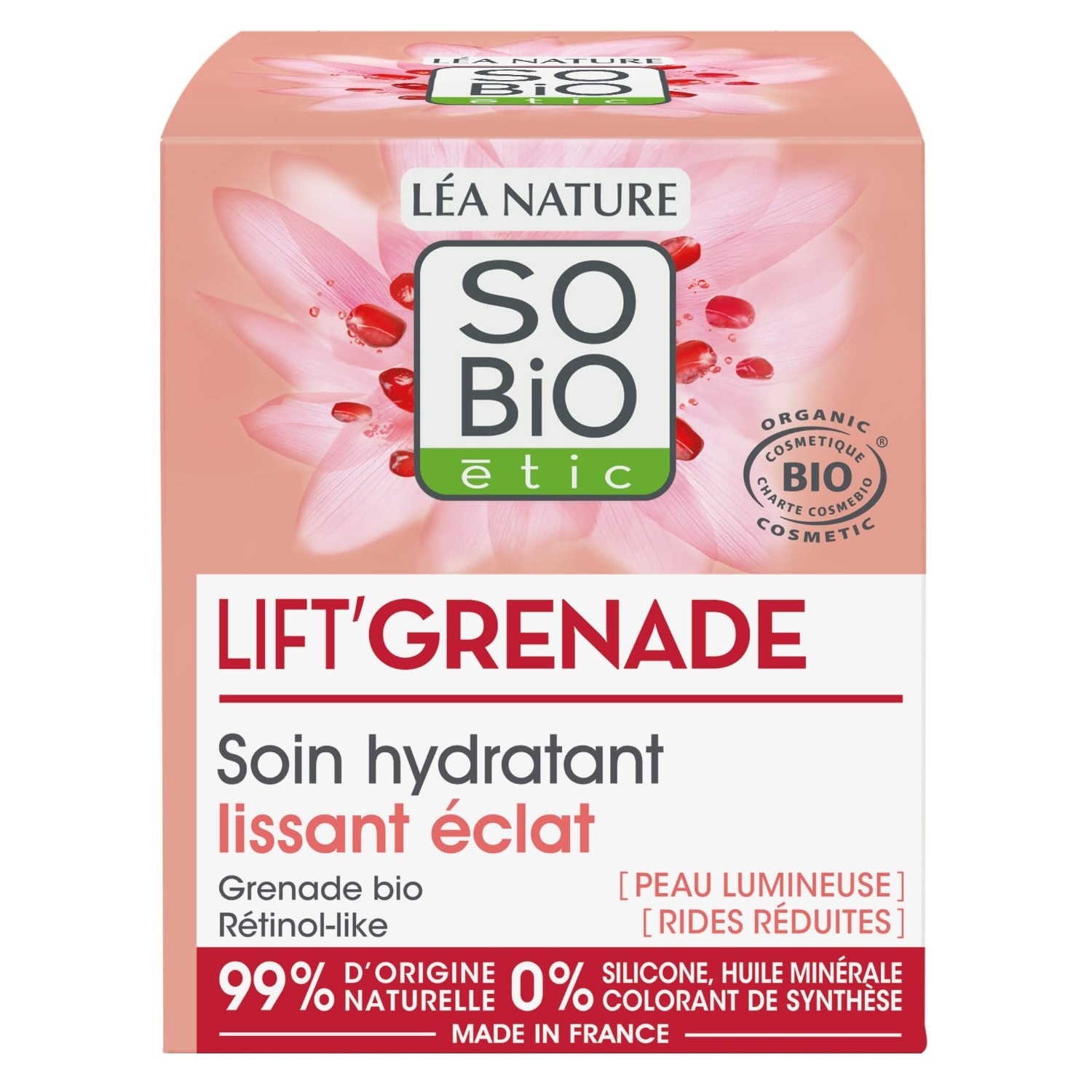 SO BiO étic Soin hydratant¹ lissant éclat, Lift'Grenade
