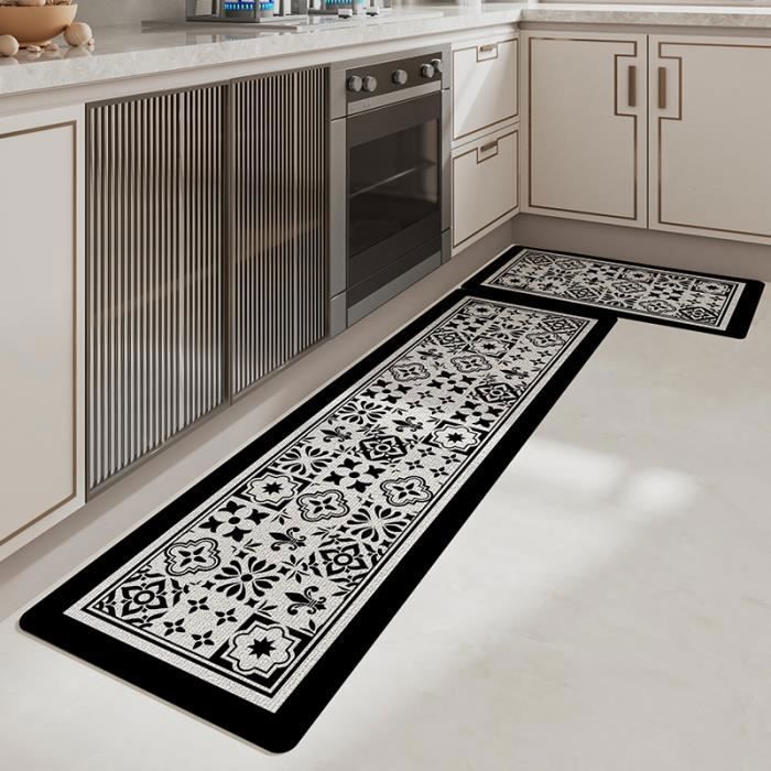 Tapis Cuisine Antidérapant 45 x 150 cm Tissé Tapis de Couloir Tapis de Cuisine Devant Evier Lavable Anti-saleté