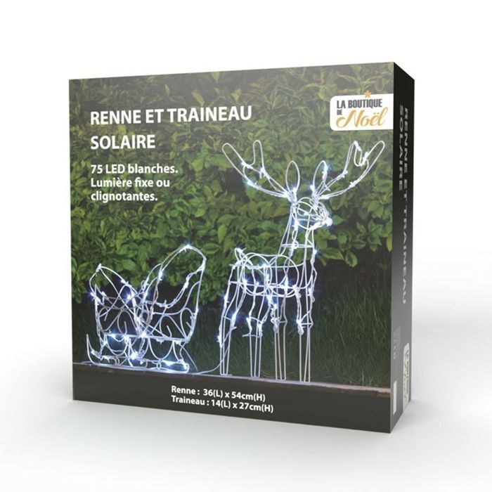 Light-up reindeer and sleigh - Solar LED