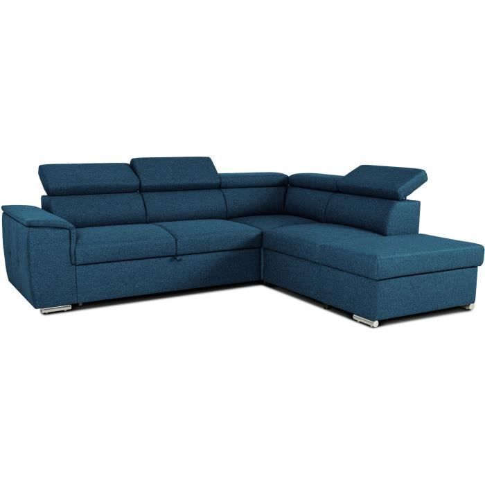 Wendbares Ecksofa mit Stauraum – 5-Sitzer – DAYTONA – Blauer Stoff – 260 x 94 x 216 cm