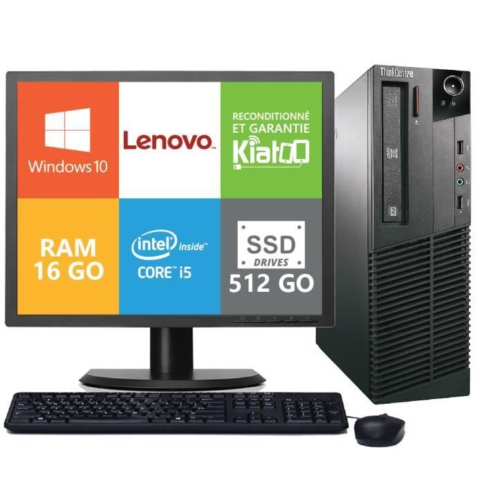 Lenovo M81 desktopcomputer, Core i5, 16 GB RAM, 512 GB SSD-harde schijf, 17-inch scherm, gereviseerde pc, origineel Windows 10