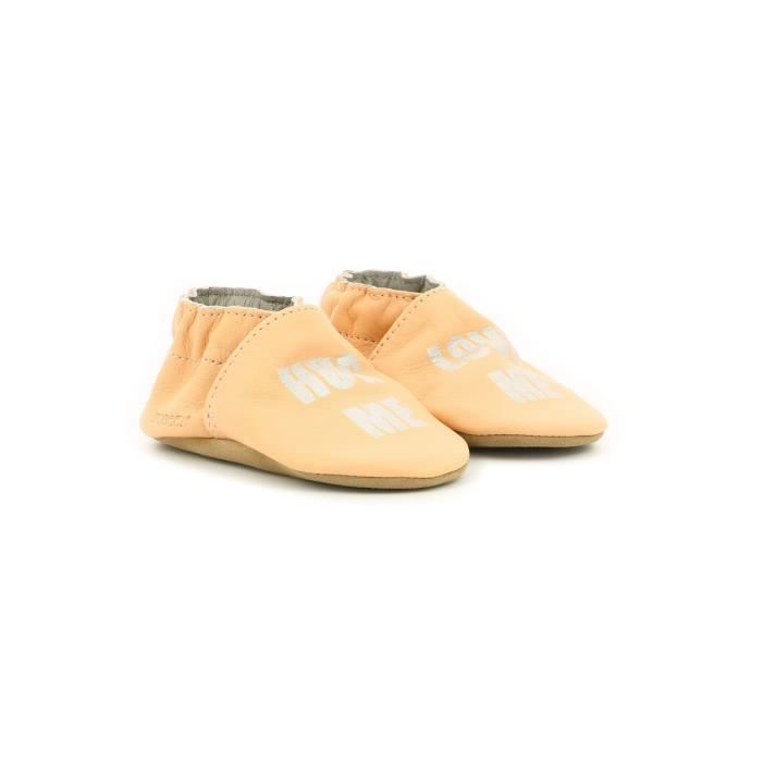 Chausson bébé - ROBEEZ - Stay Home Veg - cuir tannage végétal - Rose - Mixte