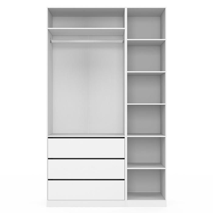 IDMARKET TAYLOR Modular Wardrobe 120 x 55 x 200 cm 2 modules with hanging rail + shelves + drawers white
