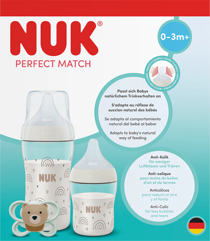 Conjunto de presente arco-íris NUK Perfect Match para bebês de 0 a 3 meses