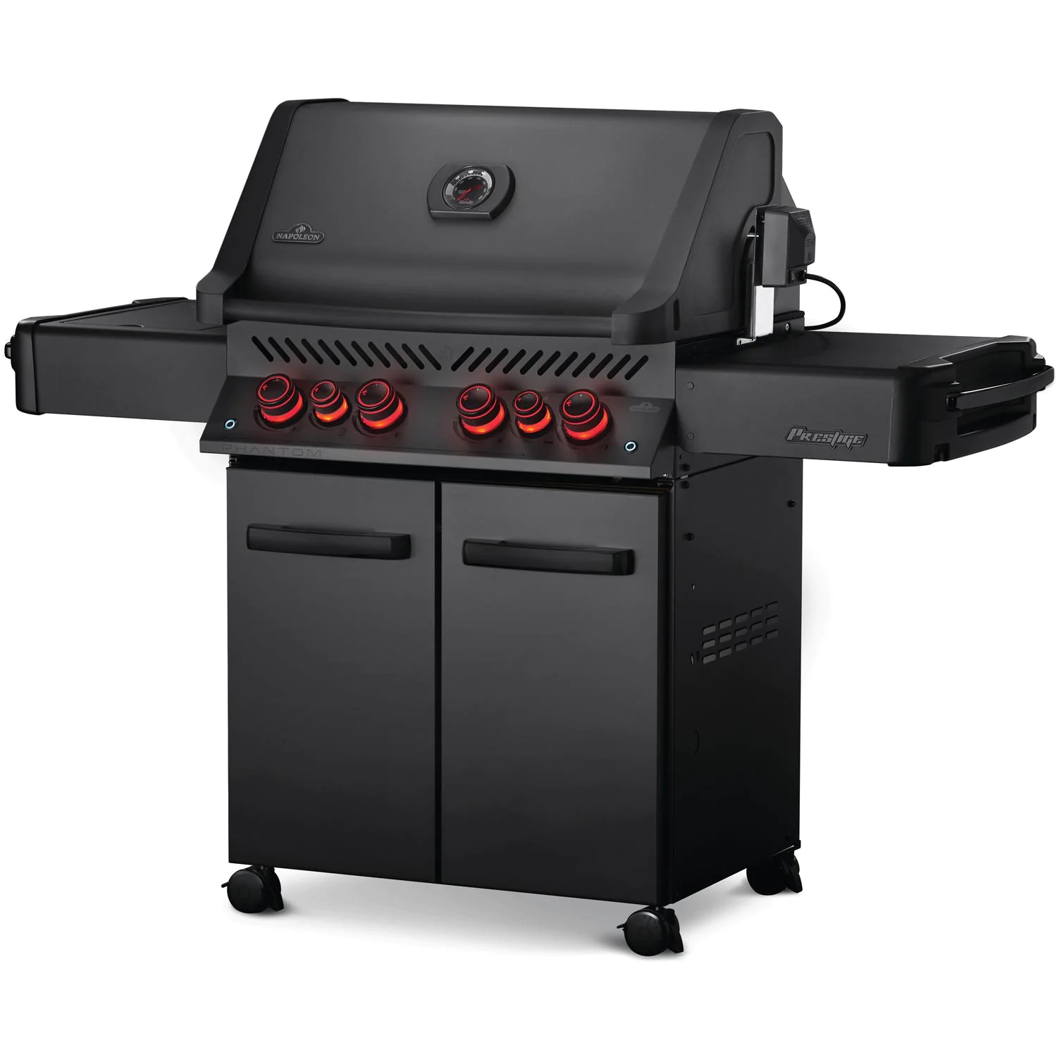Napoleon Phantom Prestige 500 propangasgrill med infraröd bakre brännare, infraröd sidobrännare och rotisserie-kit - Mattsvart - P500RSIBPMK-3-PHM